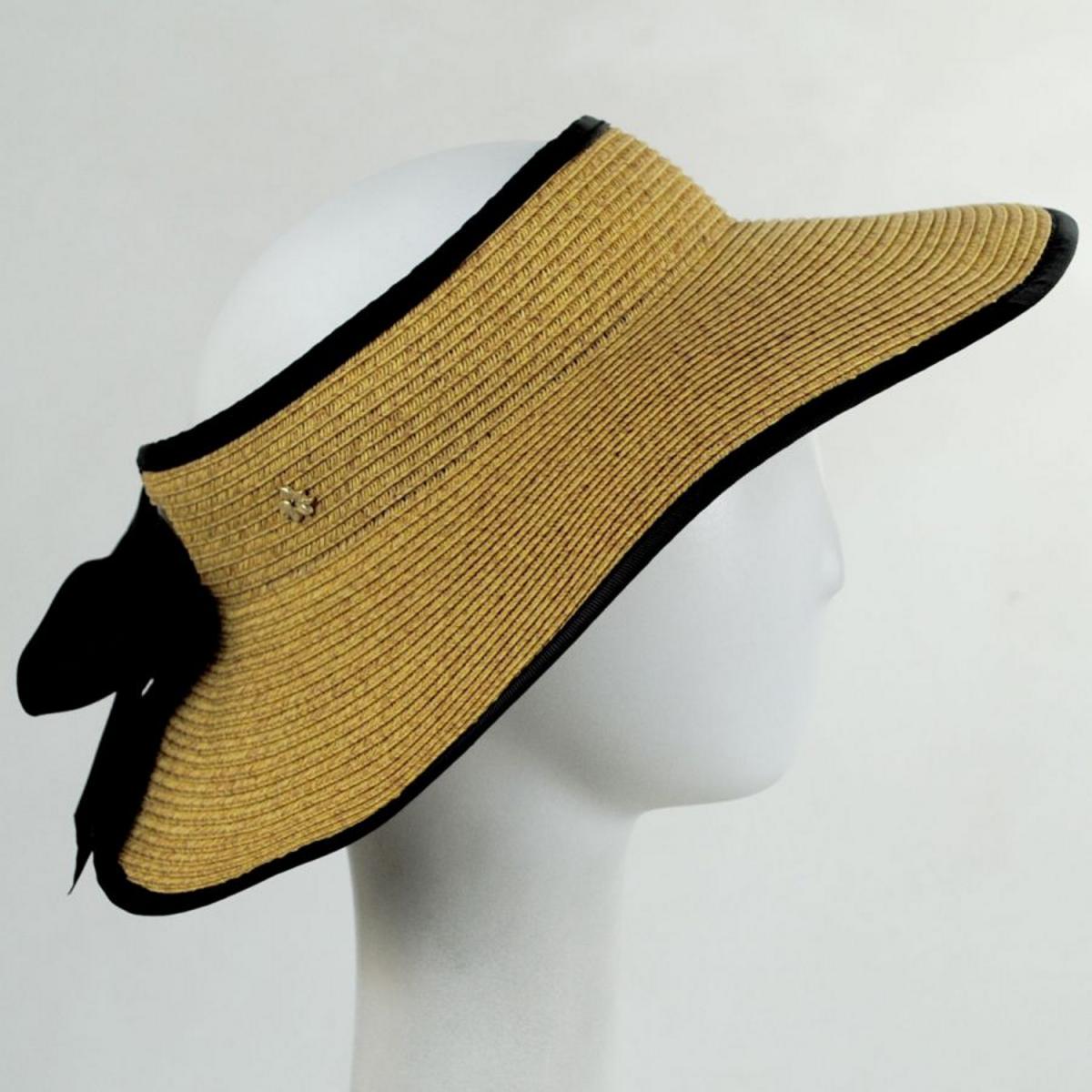 Cappelli | Grace Toyo Straw Blend Roll-Up Visor | 195033 | under | BLACK
