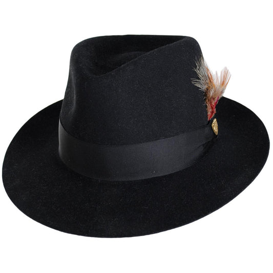 Dobbs | Prescott Fur and Wool Felt Fedora Hat | 130668 | lead | BLACK