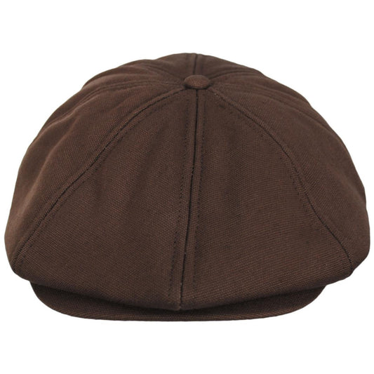 BRIXTON HATS | Brood Cotton Canvas Sherpa Lined Newsboy Cap | 161562 | front | PINECONE BROWN