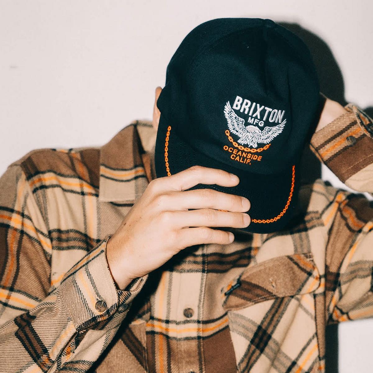 BRIXTON HATS | Waller Cotton HP Snapback Baseball Cap | 201876 | lsmone | BLACK