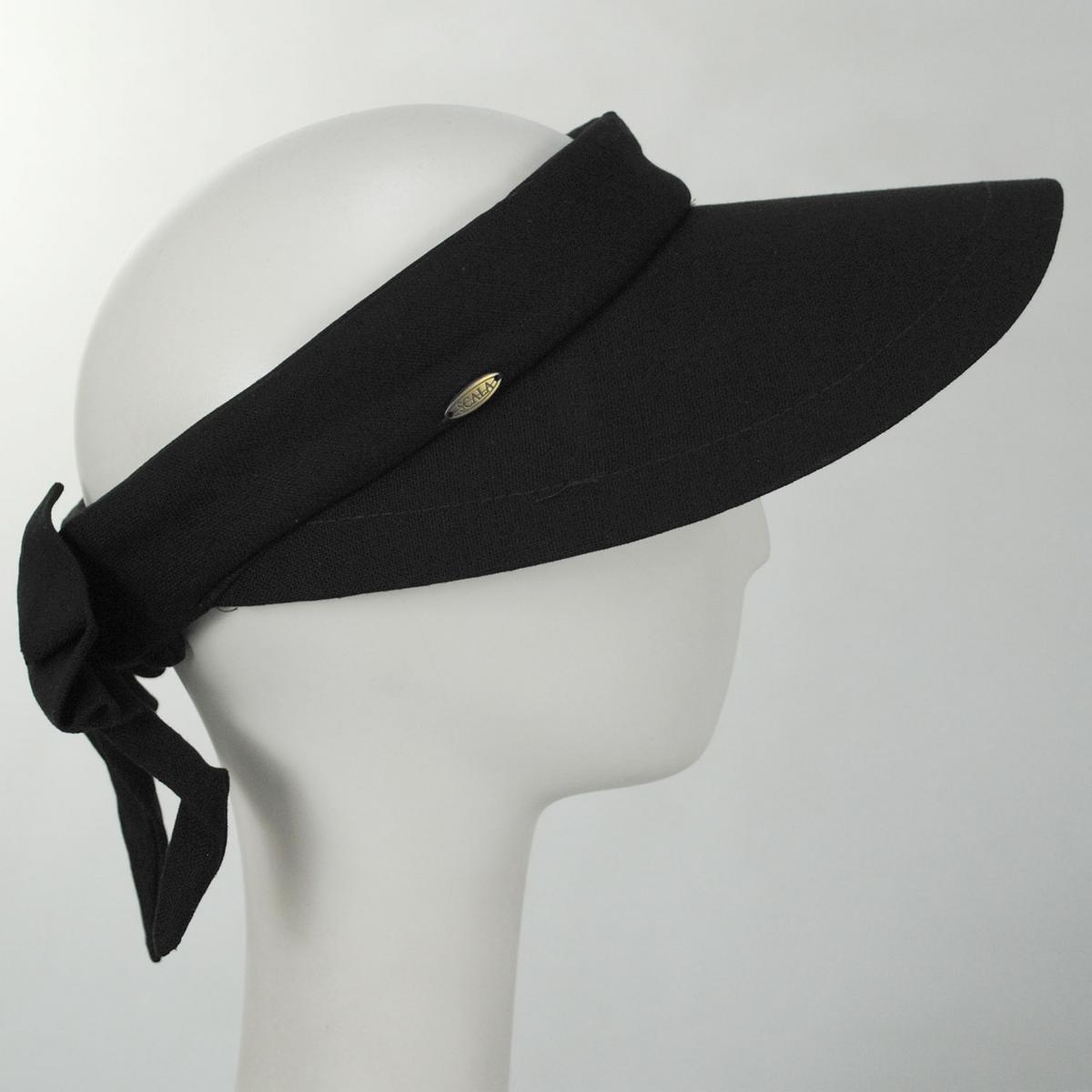 Scala | Backbow Cotton Visor | 195018 | profile | BLACK