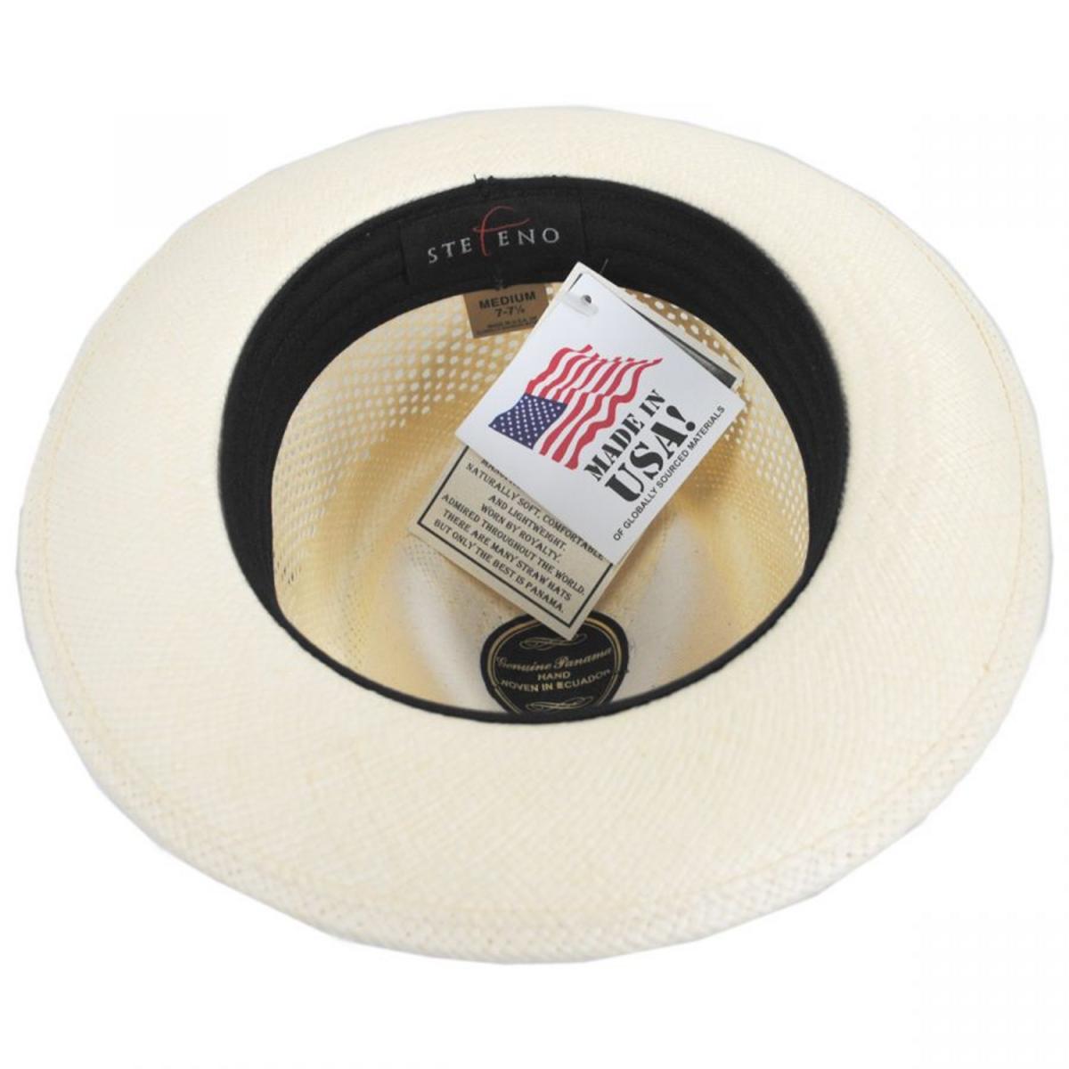 Stefeno Hats | Vented Crown Panama Straw Fedora Hat | 129701 | under | BLEACH