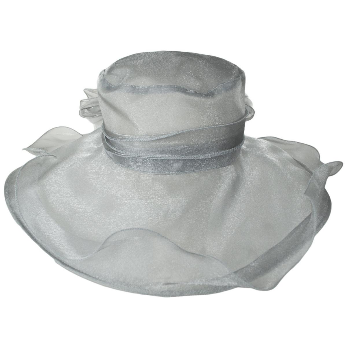 San Diego Hat Company | Organza Pearl Boater Dress Hat | 121052 | front | SILVER
