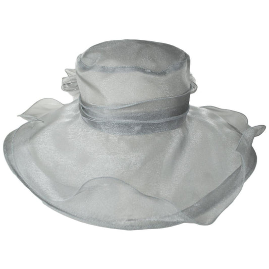 San Diego Hat Company | Organza Pearl Boater Dress Hat | 121052 | front | SILVER