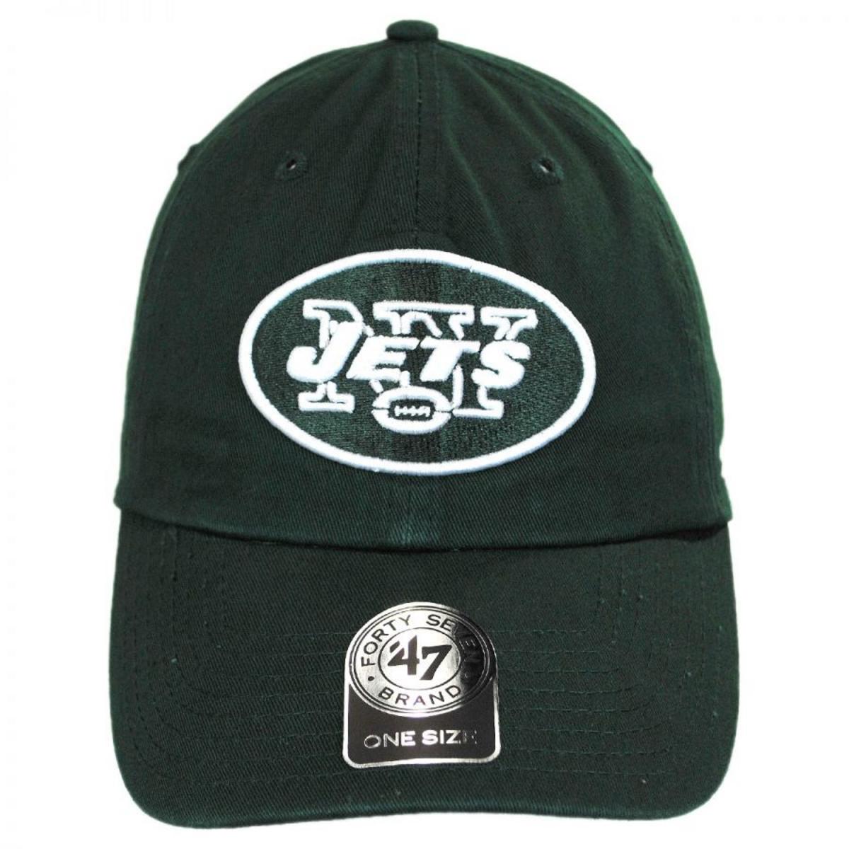 47 Brand | New York Jets NFL Clean Up Strapback Baseball Cap Dad Hat | 203700 | front | DARK GREEN