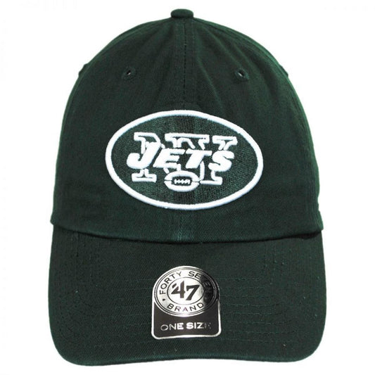 47 Brand | New York Jets NFL Clean Up Strapback Baseball Cap Dad Hat | 203700 | front | DARK GREEN