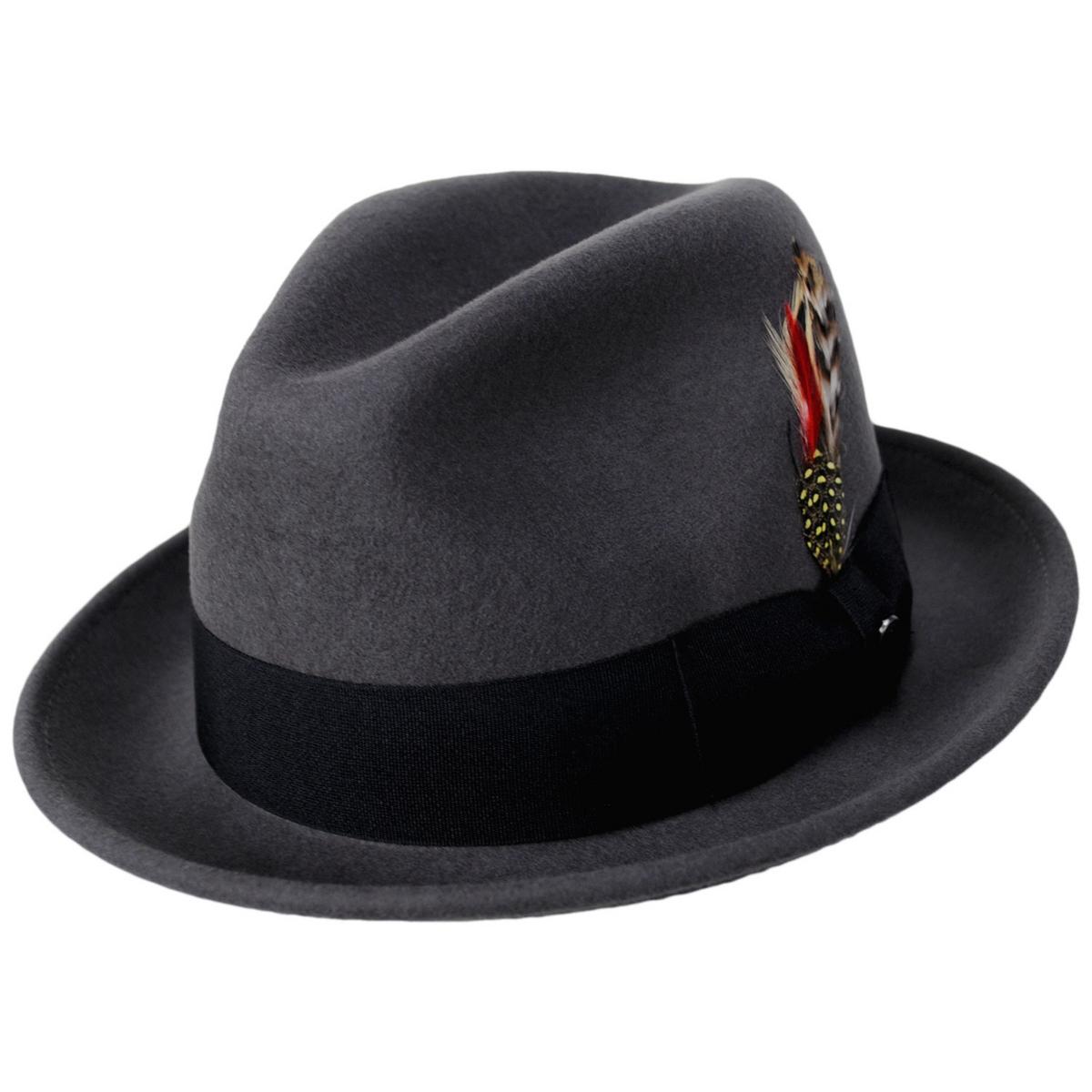 Jaxon Hats | Blues Crushable Wool Felt Trilby Fedora Hat | 132020 | lead | GREY