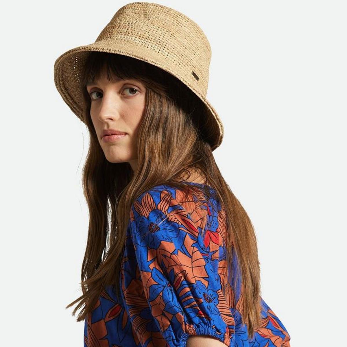 BRIXTON HATS | Ellee Raffia Straw Bucket Hat | 104055 | lsfone | TAN