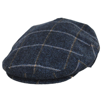 Jaxon Hats | Gaslamp Windowpane Plaid Wool Blend Ivy Cap | 167575 | lead | DENIM BLUE