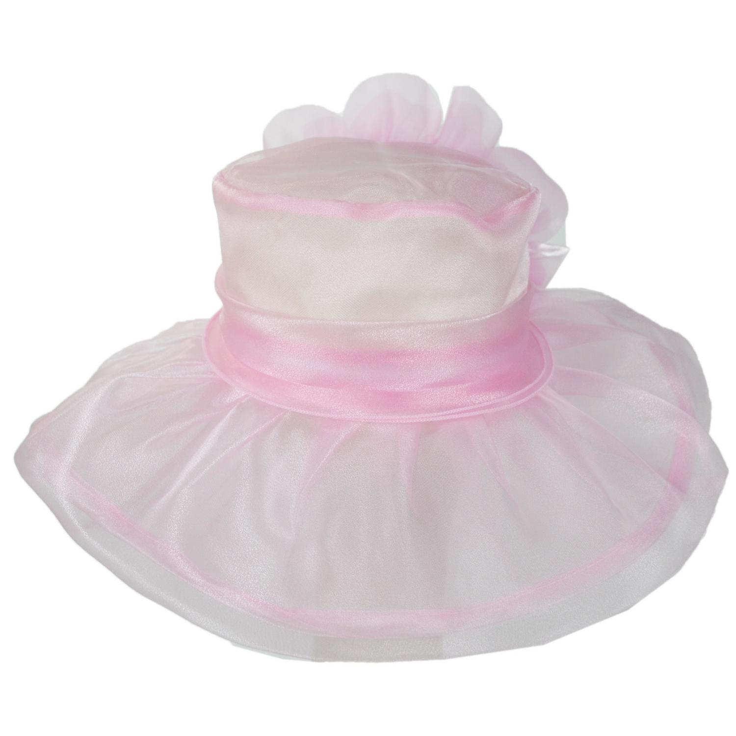 Sophia | Flower Clip Organza Dress Hat | 122910 | front | PINK