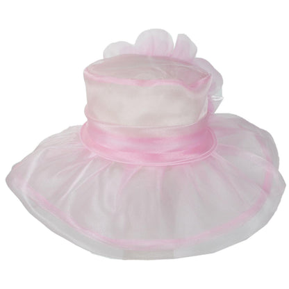 Sophia | Flower Clip Organza Dress Hat | 122910 | front | PINK