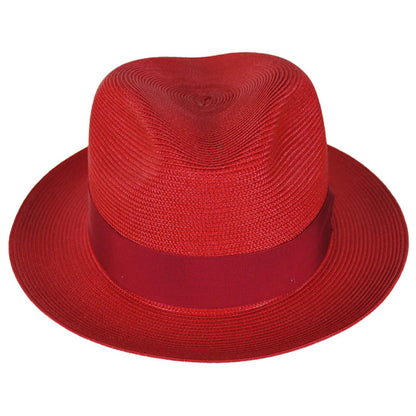 Stetson | Rosebud Florentine Milan Poly Straw Fedora Hat | 127073 | front | RED