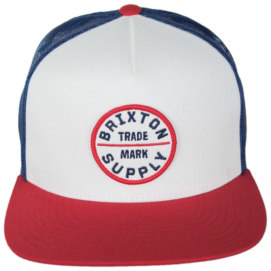 BRIXTON HATS | Oath Trucker Snapback Baseball Cap | 201704 | front | WHITE/MIDNIGHT BLUE/ADRENALINE RUSH
