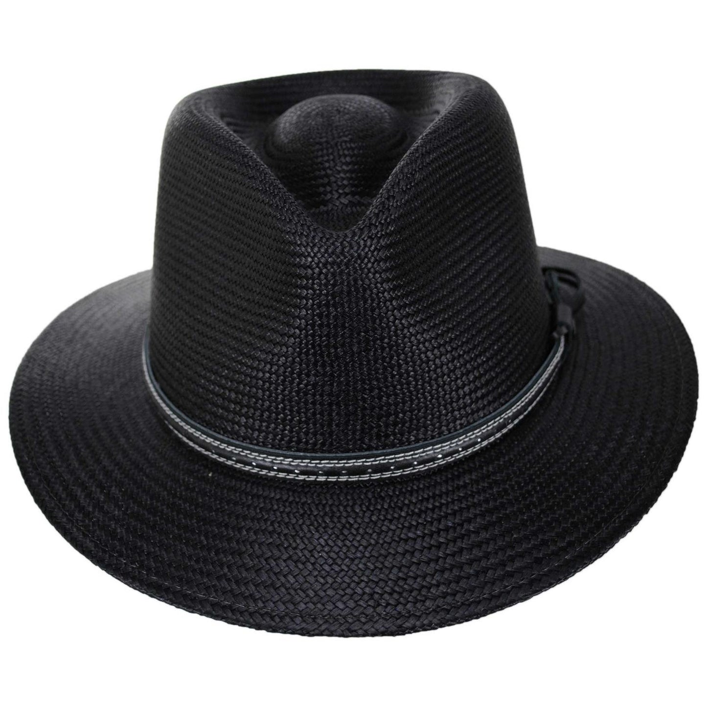 Bailey 1922 | Atwood Panama Straw Safari Fedora Hat | 127933 | front | BLACK