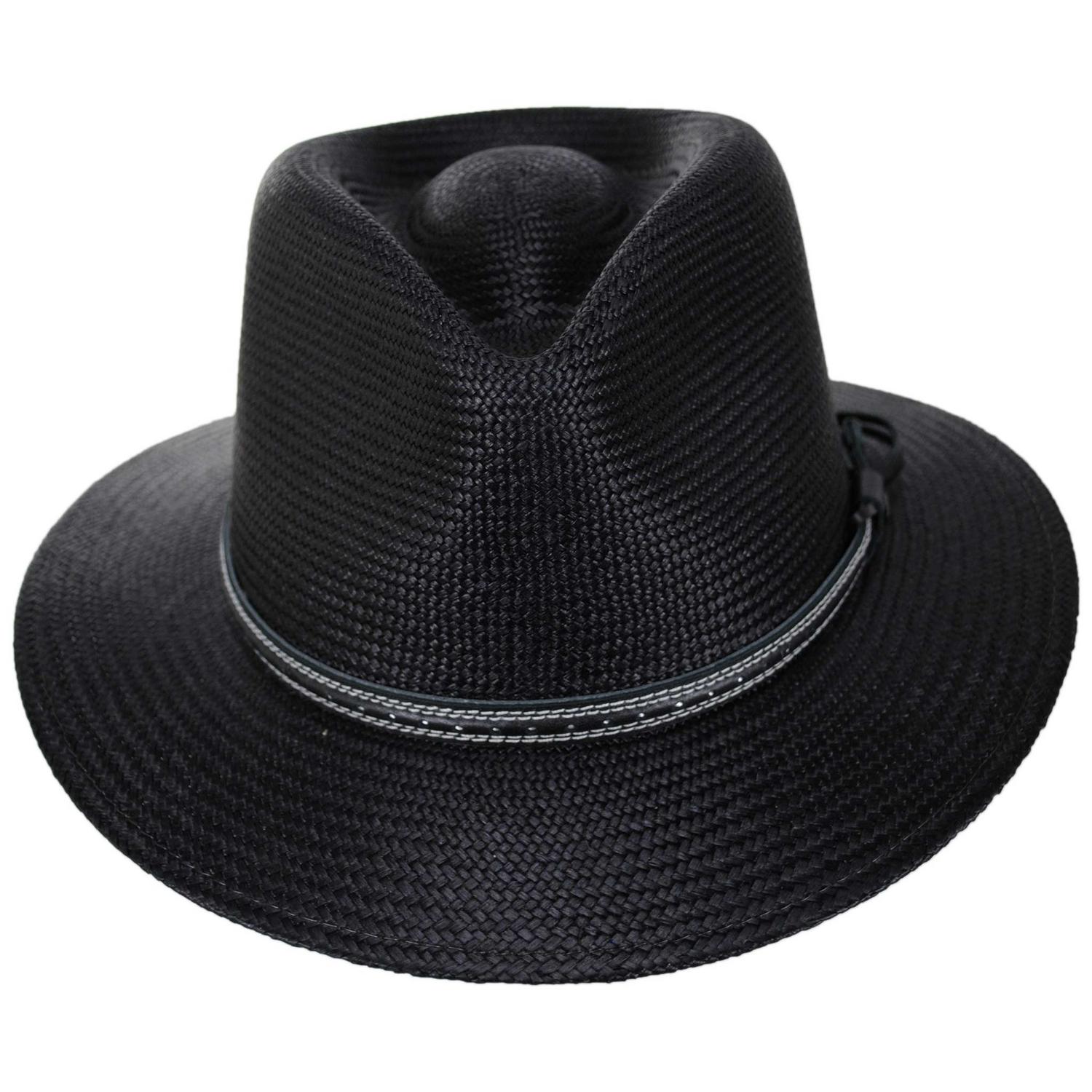Bailey 1922 | Atwood Panama Straw Safari Fedora Hat | 127933 | front | BLACK