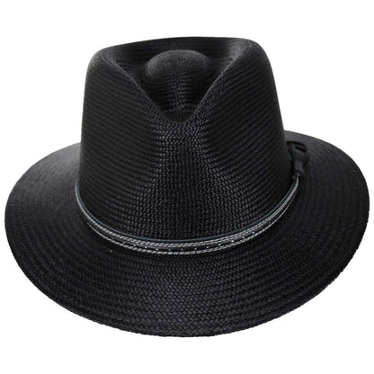 Bailey 1922 | Atwood Panama Straw Safari Fedora Hat | 127933 | front | BLACK