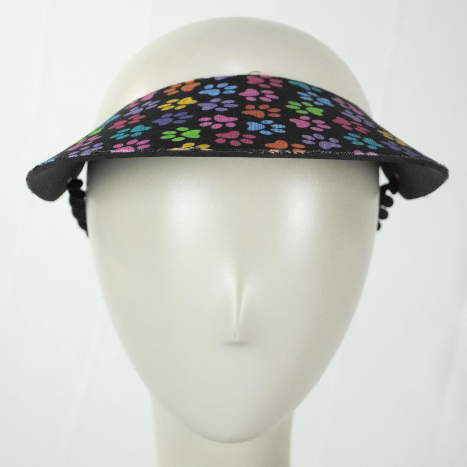 The Incredible Sunvisor | Springlace Paw Prints Sunvisor | 196375 | front | BLACK/MULTI