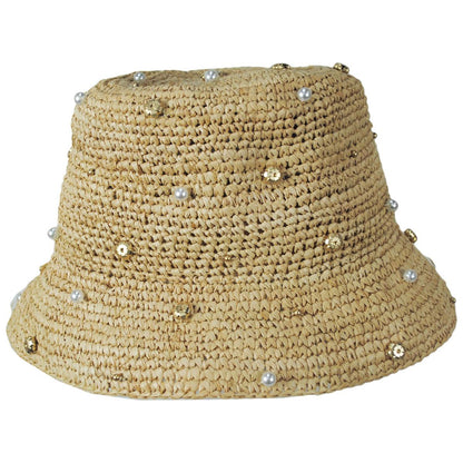NIKKI BEACH | Pearle Raffia Straw Bucket Hat | 102656 | profile | NATURAL