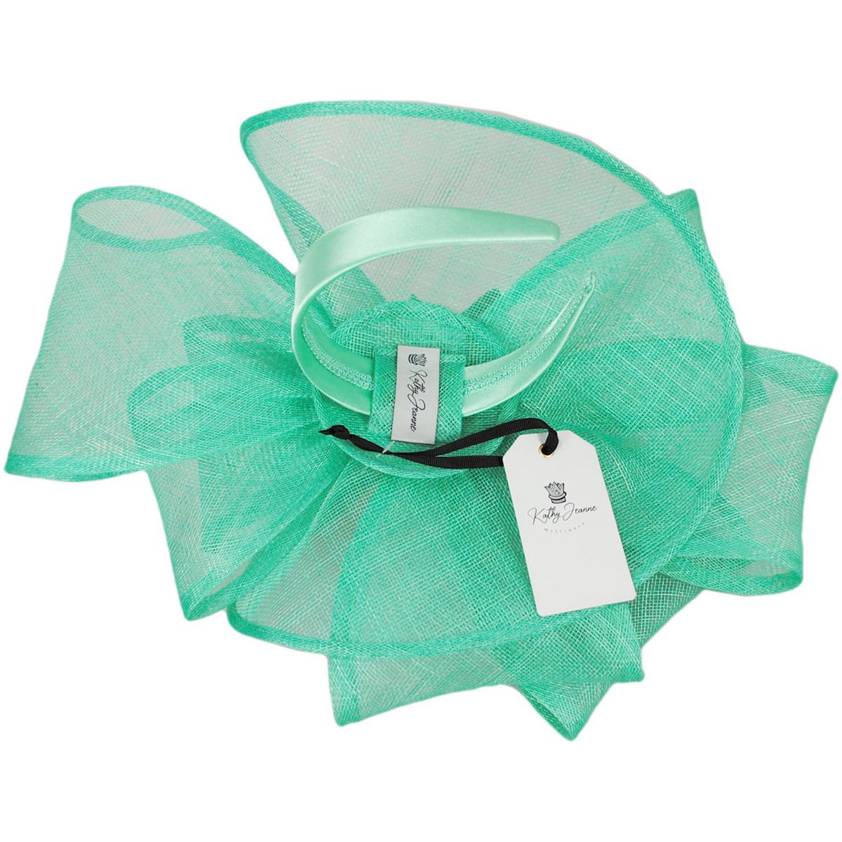 Kathy Jeanne | Abanico Sinamay Straw Fascinator Hat | 122426 | under | EMERALD