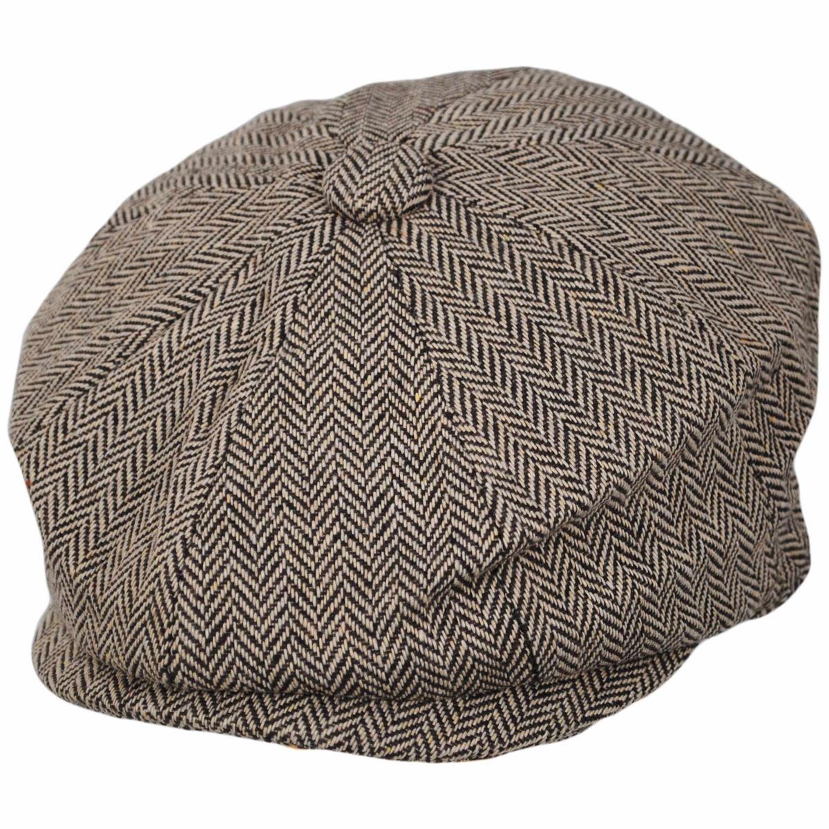 Jaxon Hats | Kid's Herringbone Wool Blend Newsboy Cap | 512100 | lead | BROWN