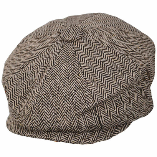 Jaxon Hats | Kid's Herringbone Wool Blend Newsboy Cap | 512100 | lead | BROWN