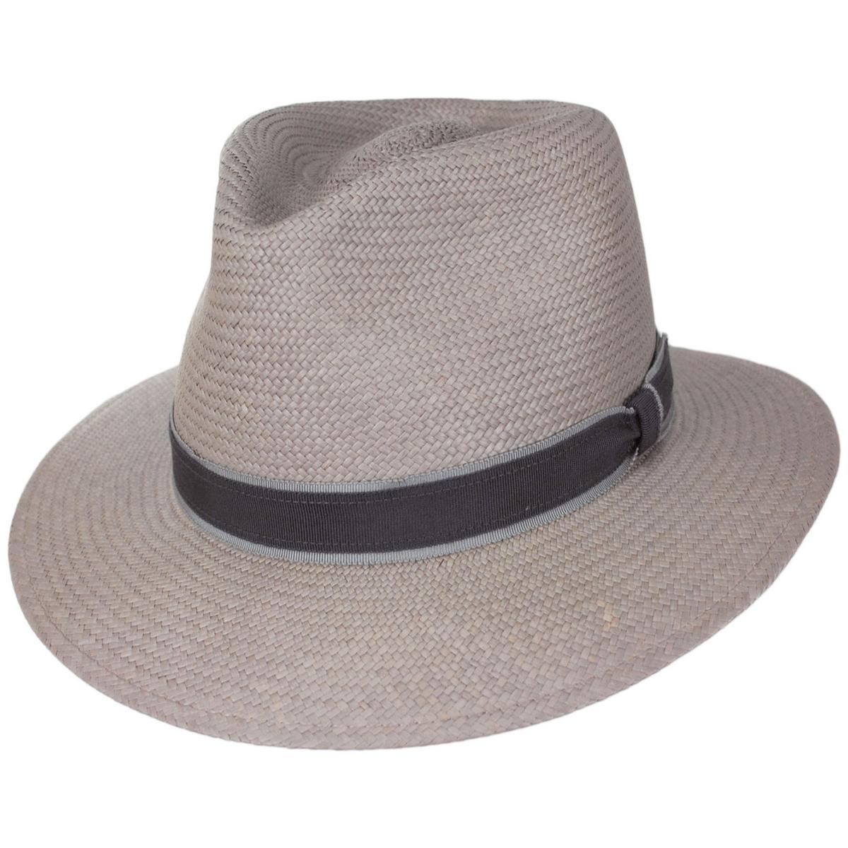 Bailey 1922 | Brooks Panama Straw Fedora Hat | 127815 | lead | FLINT GREY