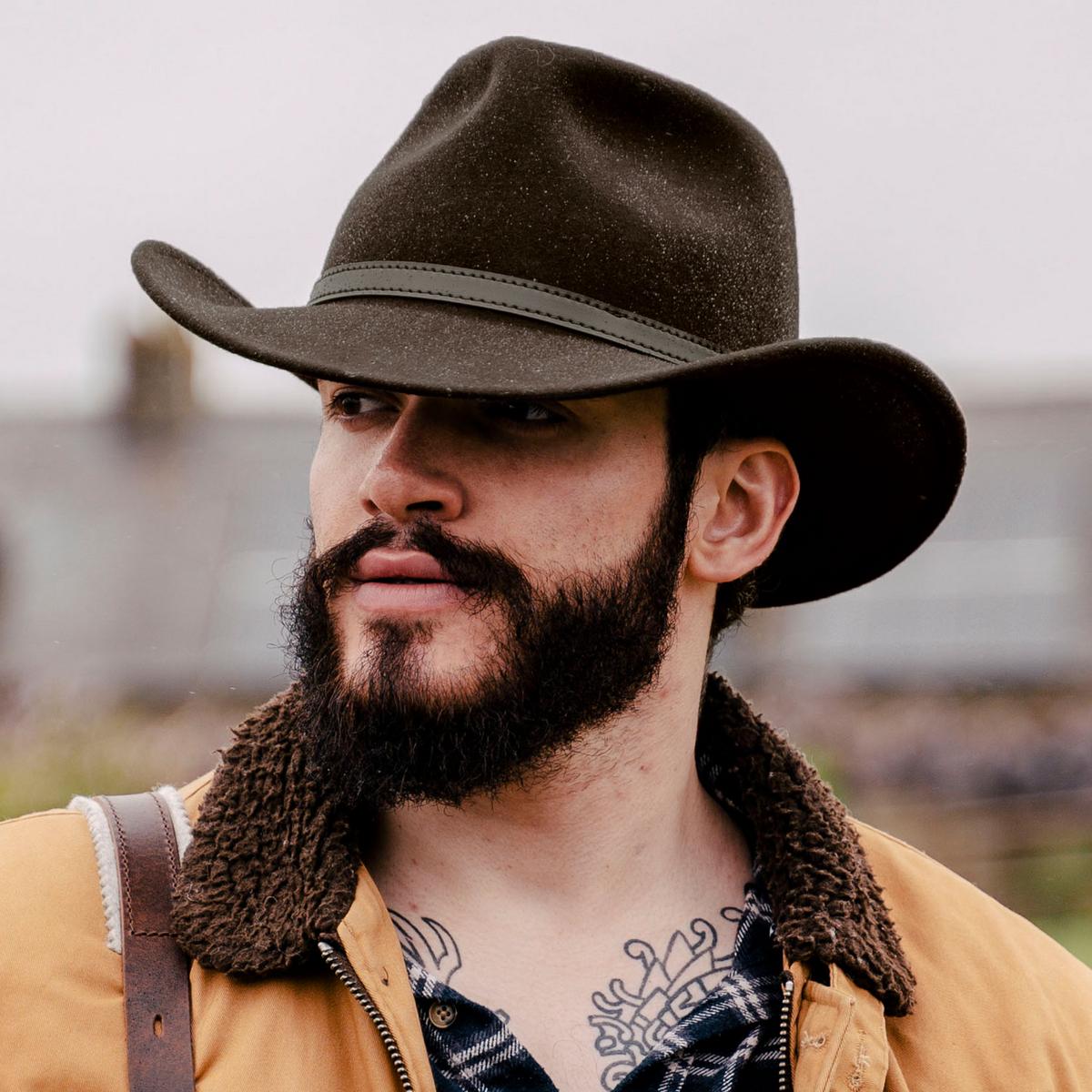 Jaxon Hats | Crushable Wool Felt Outback Hat | 135002 | lsmone | OLIVE GREEN