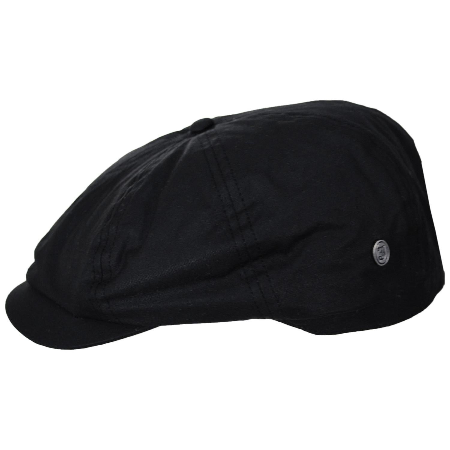 Jaxon & James | British Millerain Wax Cotton Newsboy Cap | 170010 | profile | BLACK