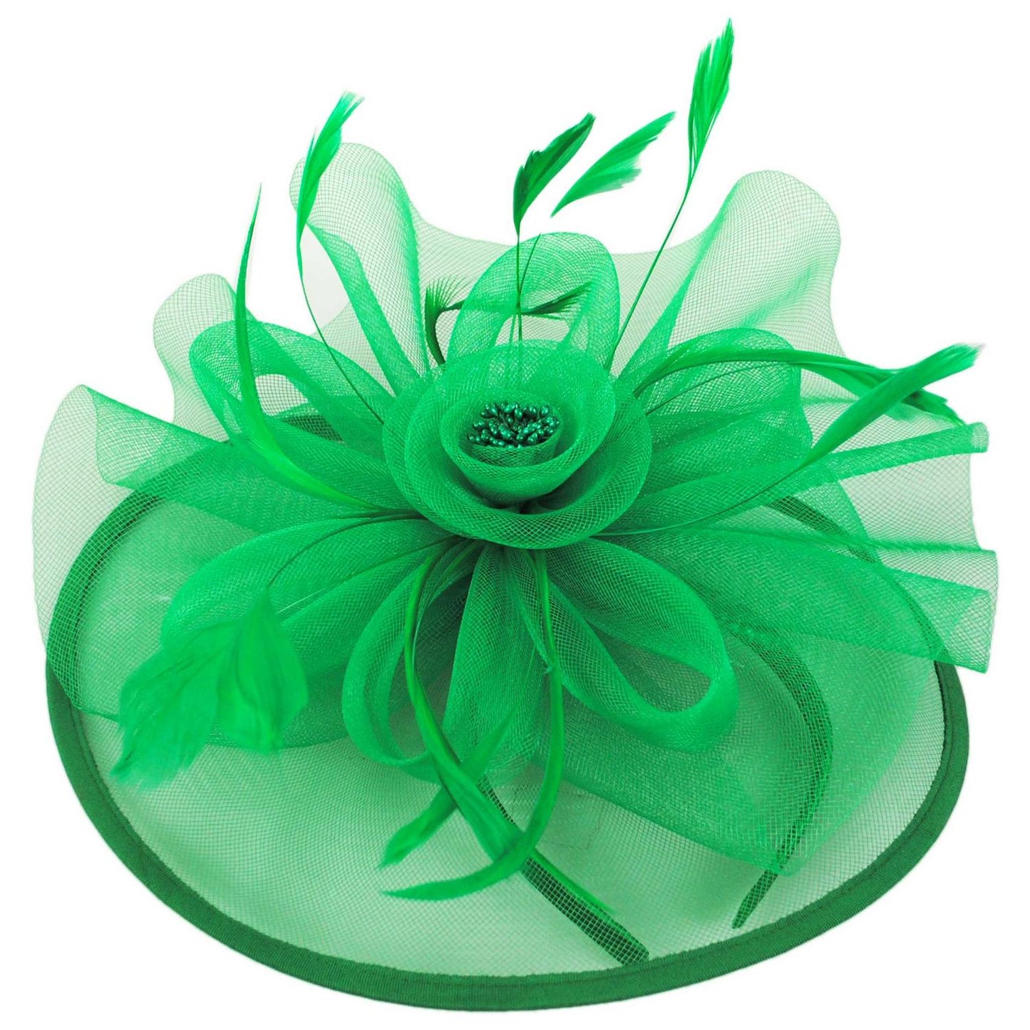 Sophia | Floral Mesh and Ribbon Fascinator Hat | 122905 | lead | GREEN