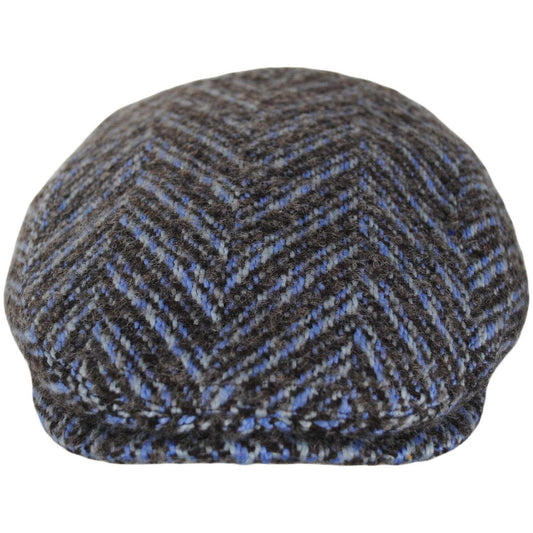 Bailey 1922 | Tyler Herringbone Flat Cap | 167245 | front | BLUE