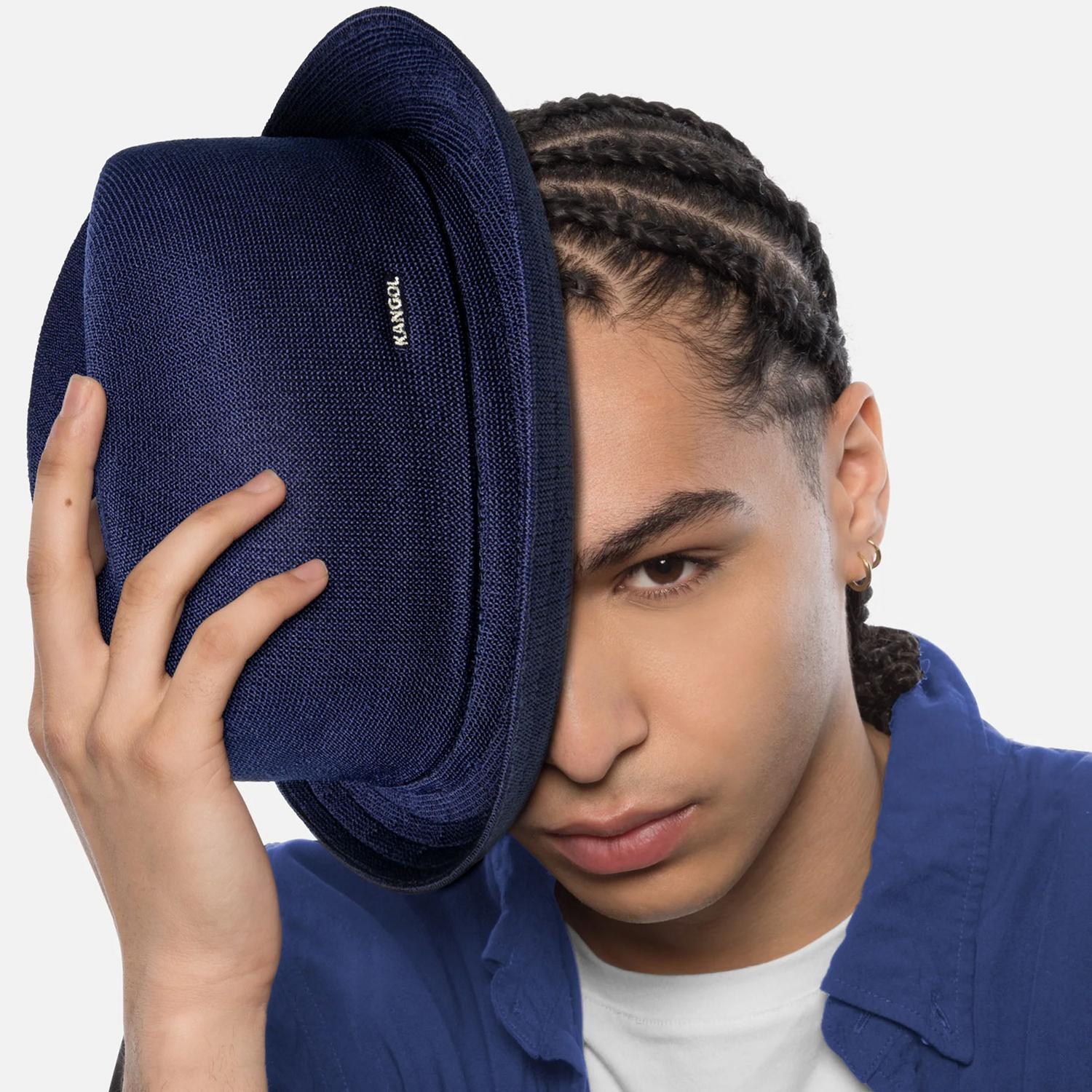 Kangol | Tropic Playa Stingy Brim Fedora Hat | 140518 | lsmone | NAVY