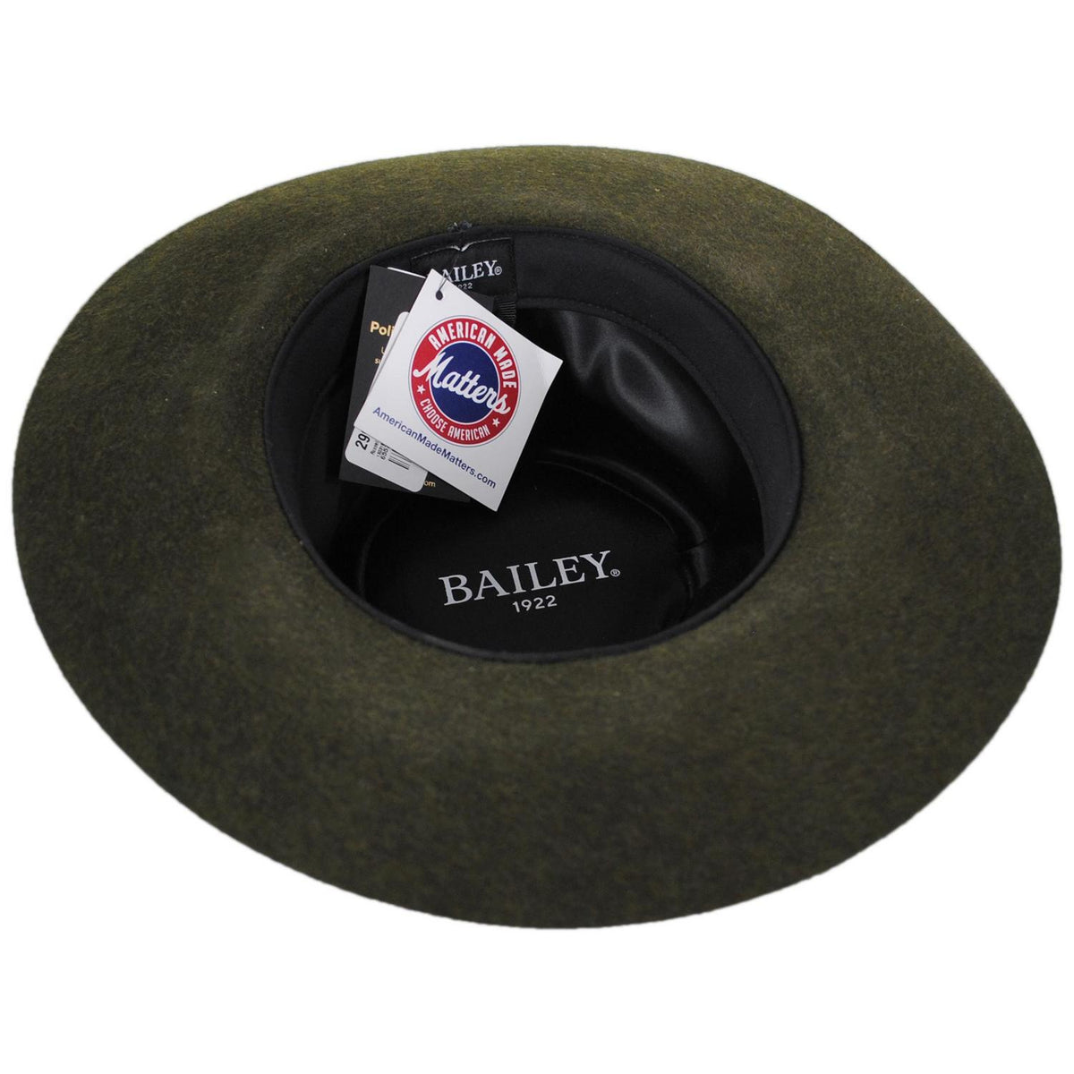 Bailey 1922 | Runnel Wool Felt Fedora Hat | 130319 | under | NU LODEN MIX