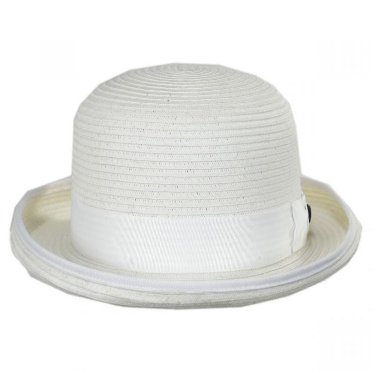 Bigalli | Kanye Toyo Straw Bowler Hat | 129228 | front | WHITE