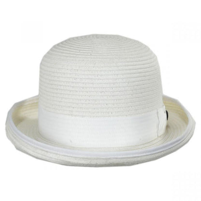 Bigalli | Kanye Toyo Straw Bowler Hat | 129228 | front | WHITE