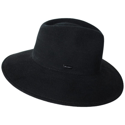 Betmar | Katie Wool Felt Safari Fedora Hat | 123175 | profile | BLACK