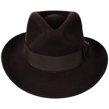 Jaxon Hats | Ford Crushable Wool Felt Fedora Hat | 135004 | front | BROWN