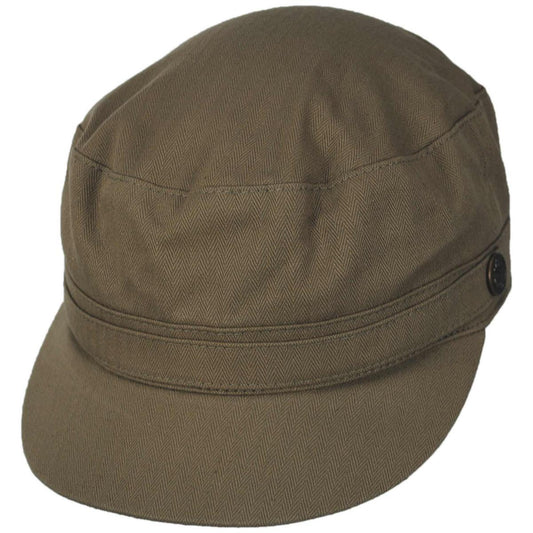 Jaxon Hats | Herringbone Cotton Cadet Cap | 222300 | lead | OLIVE