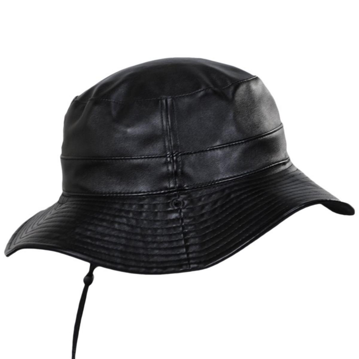 Kangol | Reversible Faux Leather Bucket Hat | 185786 | profile | BLACK