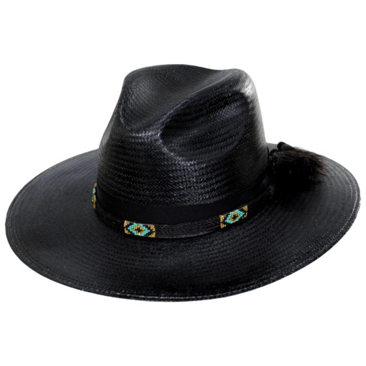 Stetson | Helix Shantung Straw Fedora Hat | 127042 | lead | BLACK
