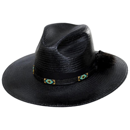 Stetson | Helix Shantung Straw Fedora Hat | 127042 | lead | BLACK