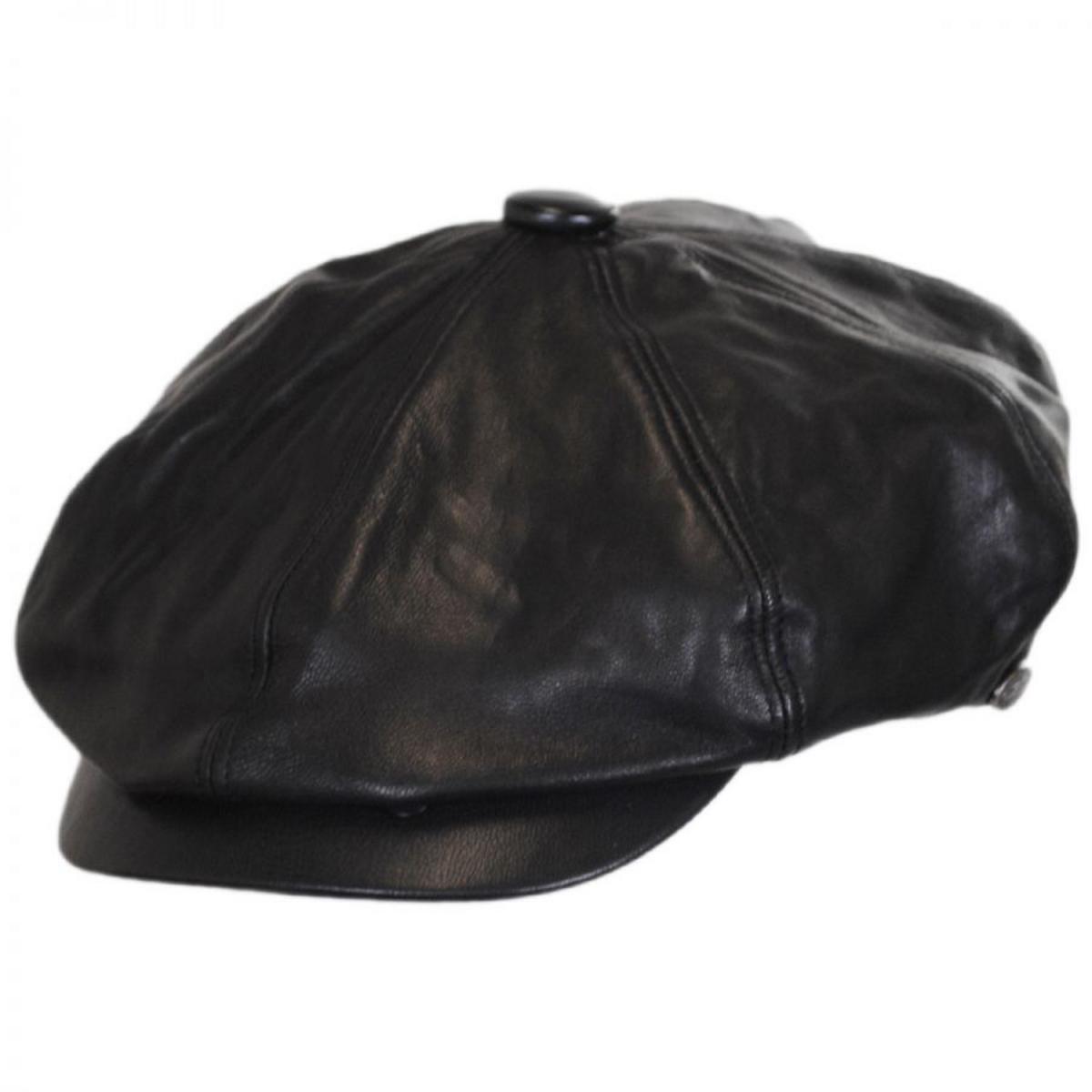 Bailey 1922 | Noclin Leather Newsboy Cap | 167128 | lead | BLACK