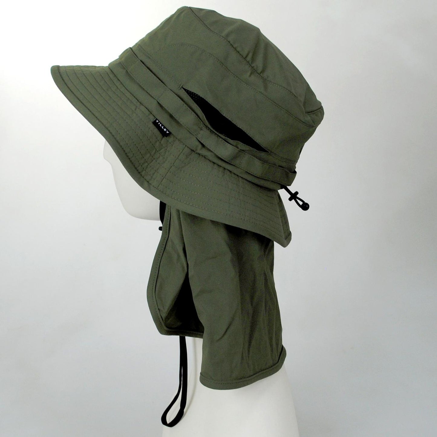 Tilley Endurables | Ultralight Packable Suncape Bucket Hat | 400856 | profile | OLIVE