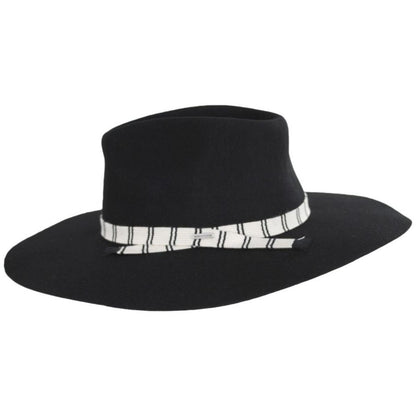 BRIXTON HATS | Leigh Wool Felt Wide Brim Fedora Hat | 123932 | profile | BLACK