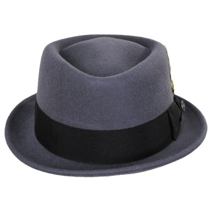 Jaxon Hats | Wool Felt Diamond Crown Fedora Hat | 135066 | front | GREY