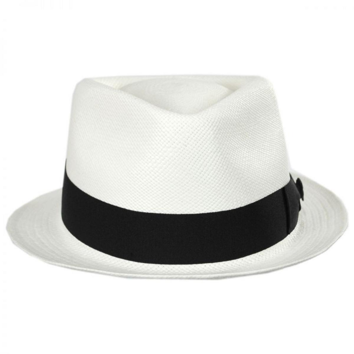 Bigalli | Boston Panama Straw Trilby Fedora Hat | 129202 | front | WHITE