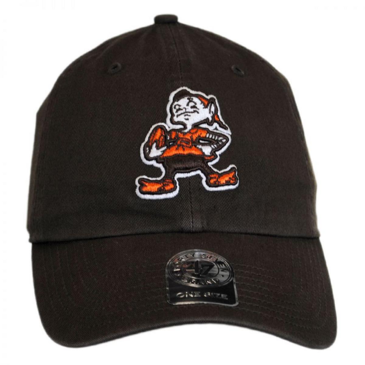 47 Brand | Cleveland Browns NFL Clean Up Strapback Baseball Cap Dad Hat | 203860 | front | BROWN/WHITE