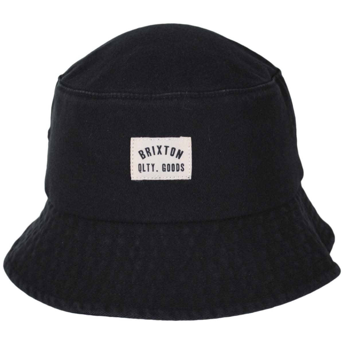BRIXTON HATS | Woodburn Cotton Packable Bucket Hat | 185553 | front | BLACK SOL WASH