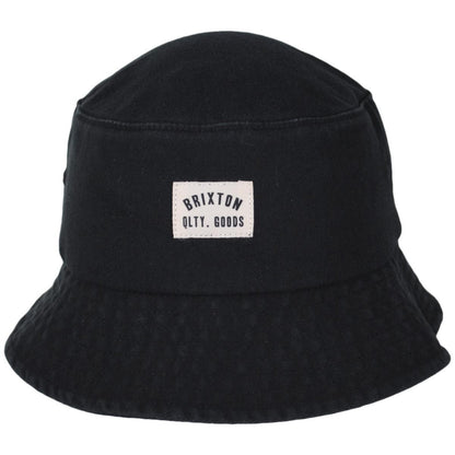 BRIXTON HATS | Woodburn Cotton Packable Bucket Hat | 185553 | front | BLACK SOL WASH