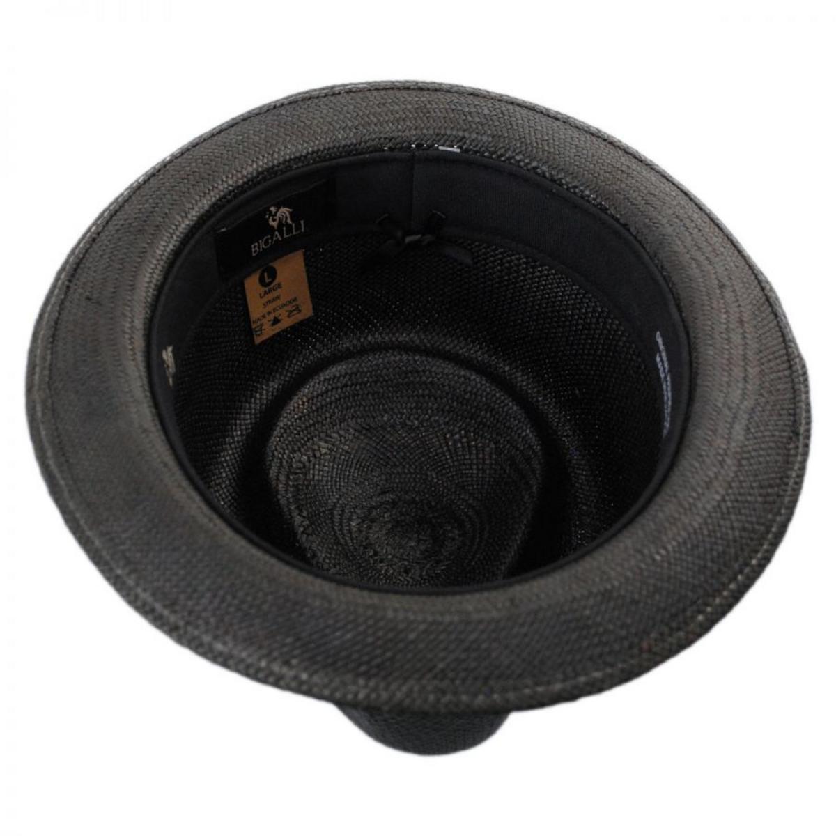 Bigalli | Boston Panama Straw Trilby Fedora Hat | 129202 | under | BLACK