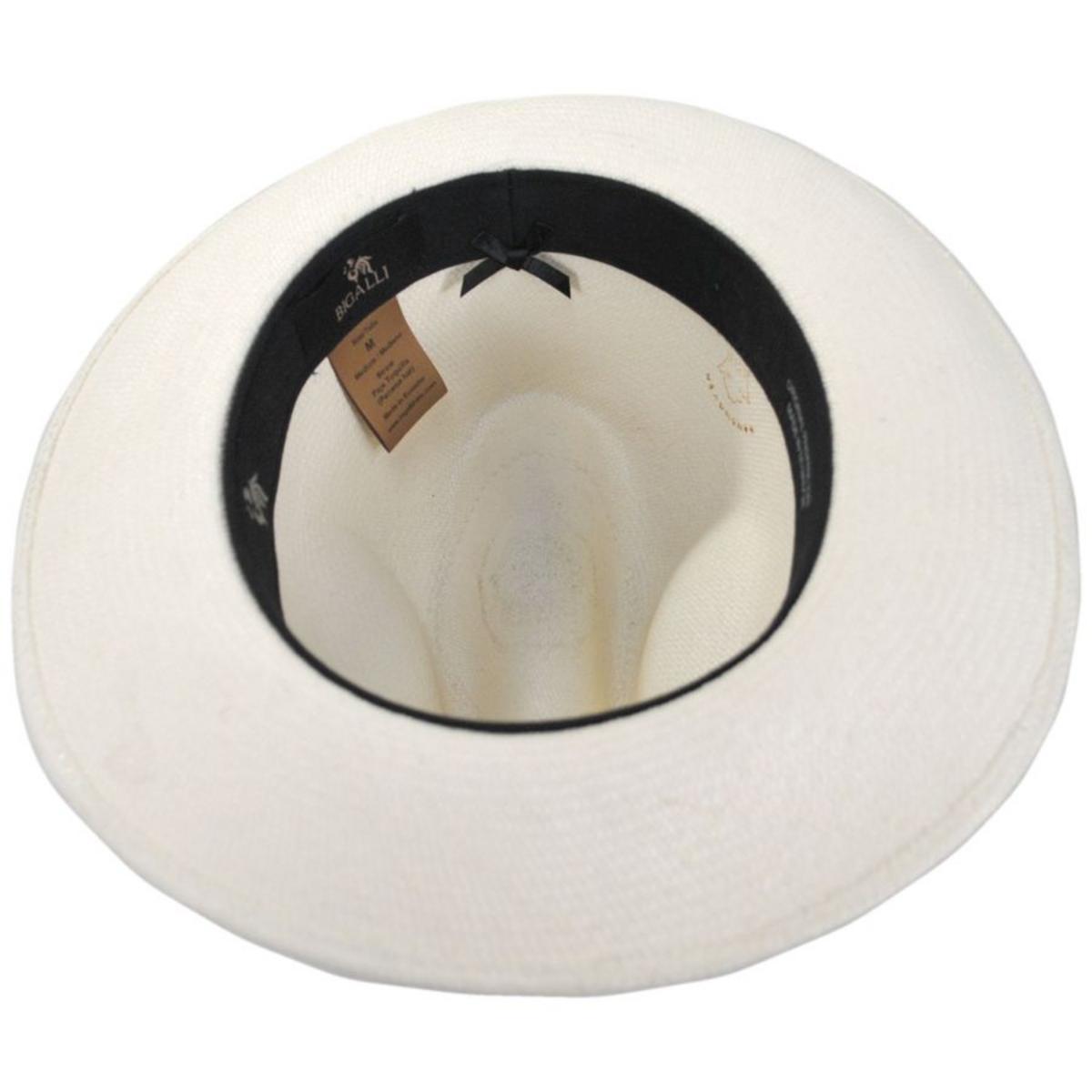 Bigalli | Gemstone Grade 8 Panama Straw Fedora Hat | 129245 | under | WHITE